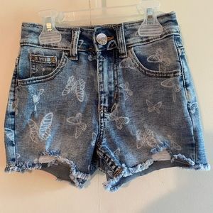 Girls light wash butterfly shorts